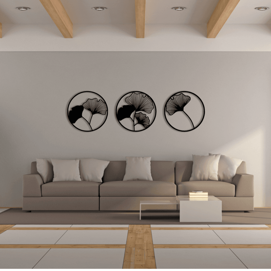 Set de Cuadros Minimalistas de Ginkgo Biloba