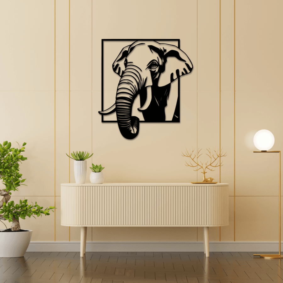 Cuadro de Elefante en Madera