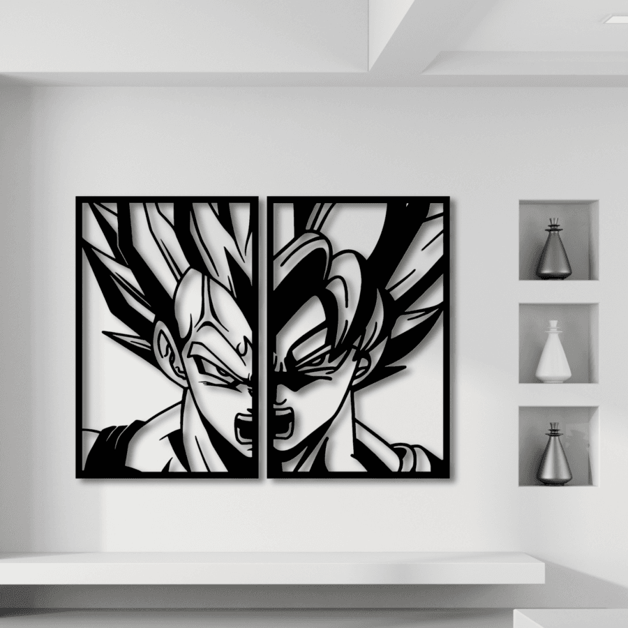 Cuadro en madera Goku y Vegeta Super Saiyan 