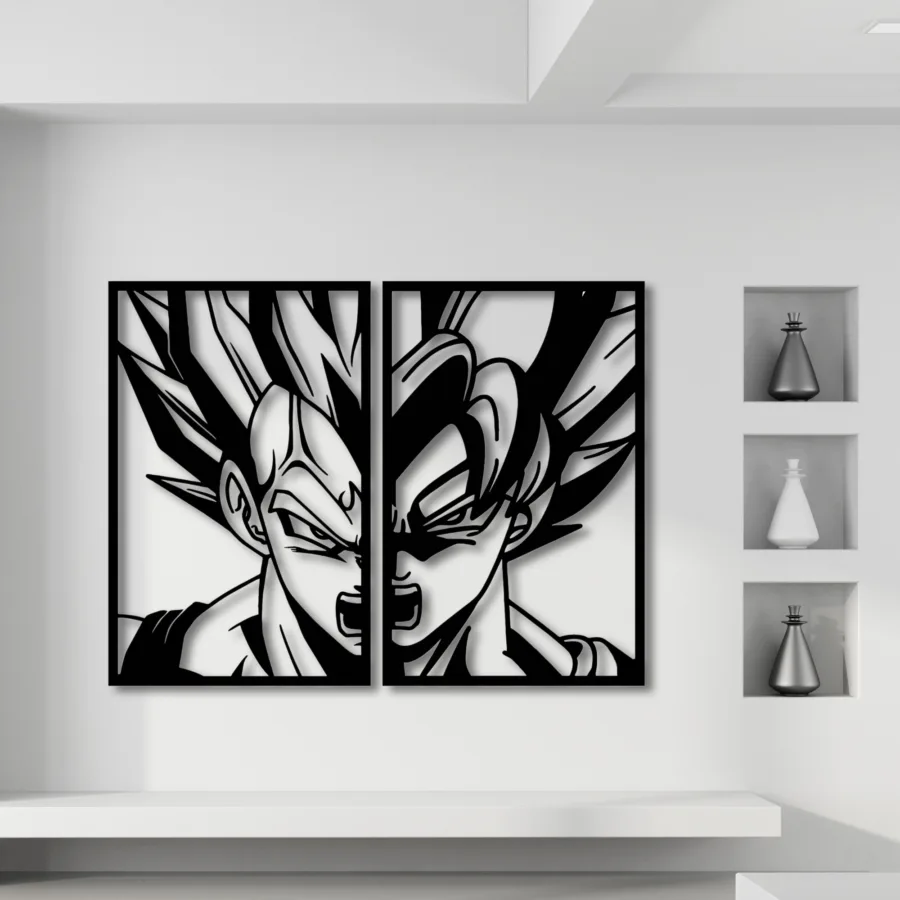 Cuadro en madera Goku y Vegeta Super Saiyan
